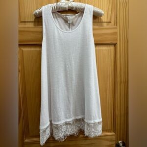 Coldwater Creek Tank with Lace Trim, white,  size medium